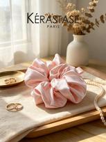Kerastase Gift Blush Pink Satin Scrunchie,Soft Silk‑Feel Hair Tie for Bun Ponytail Sleep Gentle No‑Crease Hair Ring beige