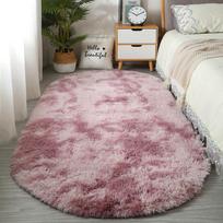 Ovalus pūkuotas kilimas gauruotas kilimėlis prie lovos Mielas spalvingas svetainės kilimas ilgų plaukų kilimas namų dekoravimas 40x120cm gray