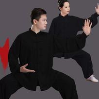Kung Fu uniforma Tradiciniai kinų drabužiai ilgomis rankovėmis Wushu TaiChi Vyriški Kung Fu uniformos kostiumai Uniformos Tai Chi mankštos drabužiai M black