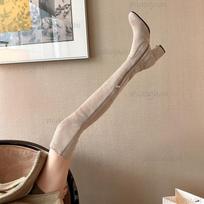 Office Ladies Over-the-Knee Botas Women's High Heel Stretch Long Boots Khaki Suede Autumn Thigh High Boots Bottes Femmes Size35 40 abrikosas
