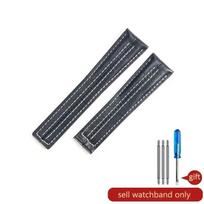 Men's Lightweight Breathable Watchbands for Heuer Tag Series Waterproof Dainty Cowhide Stainless Steel Buckle Watch Strap 22mm 22mm black