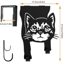 Black-Coated Metal Cat Silhouette Over-the-Door Storage with Paw Print Hooks 1 PCS juoda