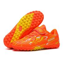 Children's Velcro Turf Football Shoes - Lace-Free, Long Spikes, Ideal for Elementary School Sports 37 red