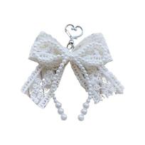 Lovely Lace Butterfly Keychain Decoration For Handbags Backpacks And Personal Style With Pearls Embellishment 1 white