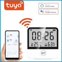 WiFi Temperature Humidity Sensor, Large LCD Display with APP Remote Monitoring and Voice Control, Intelligent Linkage for   Bedroom Kitchen white