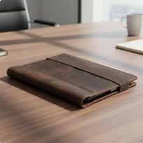 Refillable Business Padfolio Vintage Style A4 Leather Binder MultiFunctional Crazy Horse gray