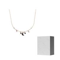 Swarovski Symbolica Faux Crystal Stone, Rose Gold Tone Plated Necklaces Womens Black F-Camellia Gift Box juoda