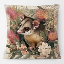Australijos žiedauodegis marsupialis Gyvūnai Rankų tapybos pagalvės užvalkalai Dekorinė pagalvės užvalkalas sofai Peach skin 18*18(CM)-1Pcs black