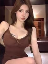 Pure desire style sexy lace suspender dress women's summer new bow waist tight hip skirt XL beige