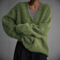 Womens Green Knit Cardigan Loose Lazy Style V Neck Long Sleeve Sweater S gray