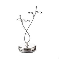 Vyno stiklo laikiklis, Metalinis stiklainių stovas, Vietą taupantis organizatorius, Elegantiškas namų dekoras Bronzinė vynuogienojė Silver 4 Hook gray