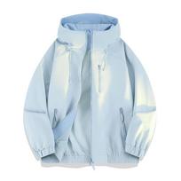 Dopamine Color Block Hooded Windbreaker: Unisex Autumn Waterproof Casual Jacket white