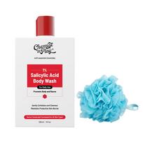 Chemist at Play 1% Salicylic Acid Body Wash 236ml + Loofah | Paraben & SLS Free | Gentle Exfoliating Shower Gel | Prevents Body Acne, Bumpy Skin & red