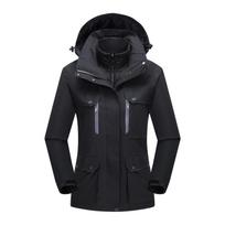 Unisex 3-in-1 vandeniui atsparus pūkinis striukė su nuimamu vilnos pamušalu rudeniui/žiemai, alpinizmui XL black