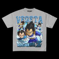 Vegeta Dragon Ball Z Tee Vintage T-shirt Women's Men's Oversized Streetwear Y2k Hip Hop Harajuku Short Sleeves High Quality Female Male Clothing L gray