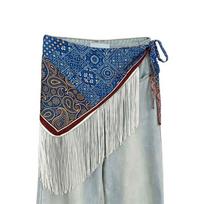 Ornamental Fringe Waist Scarf Belt for Women, Side Tie Hip Wrap Curtain for Jeans Skirts Shorts Layering Looks