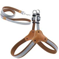 Pet Leash Dog Harness Explosion-proof Breathable Adjustable Small Medium and Large Saddle Dog Walking Rope Chain S brown