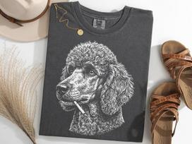 Poodle Smoking Meme Shirt, Brainrot Poodle Gen Z Tee, Dog Lover Gift 3XL gray
