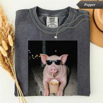 Comfort Colors® Pig French Fry Shirt, Funny Pig T-Shirt, Foodie Gift, Pig Lover Tee, Humorous Farm Animal Graphic Tee, Fast Food Lover Gift 110 black