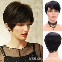 Short Straight Bob Wig With Side Part Bangs Synthetic Hair Cap Women Any Face Shape Heat Resistant Fiber DM226-4 white