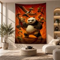 Decorative Tapestry,Kung Fu Panda Printed Wall Art, Lightweight Wall Hanging For Bedroom Background 130cmx150cm