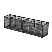 Modernus tinklelio stalo organizatorius Metalinis pieštukų laikiklis Daugiafunkcis stalo ekspozicijos laikiklis Namų naudojimui 6 Grids Black
