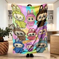 Labubu Print Blanket - Soft & Comfortable, for Bedroom, Travel, Sofa, Home Decoration - Birthday Christmas Gift for Friend 80cmx120cm