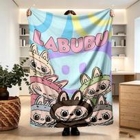 Labubu Print Blanket - Soft & Comfortable, for Bedroom, Travel, Sofa, Home Decoration - Birthday Christmas Gift for Friend 130cmx150cm