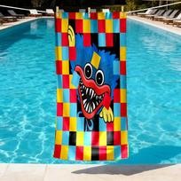 Huggy Wuggy Print Beach Towel Design, Soft, Lightweight. for Home Bathroom, Spa, Pool, Yoga, Surfing, Camping, Gift for Family, Friend 70cmx140cm(27x55inch) blue
