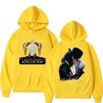 King of Pop Michael Jackson Album Cover Hoodie Men's Clothes Harajuku Fashion Hip Hop Sweatshirt Casual Fleece Oversized Hoodies XL geltona