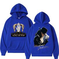 King of Pop Michael Jackson Album Cover Hoodie Men's Clothes Harajuku Fashion Hip Hop Sweatshirt Casual Fleece Oversized Hoodies XXXL mėlyna