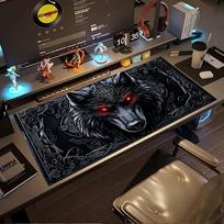 Dark Red Eye Wolf Large Gaming Mouse Pad Non Slip Rubber Keyboard Mat Stitched Edge For Pc Gamer Laptop Office Workstation 900x400x2mm black