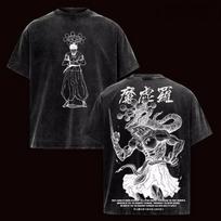 Anime Jujutsu Kaisen Ryomen Sukuna Mahoraga Men's Clothing Womenls  Washed Cotton Tee Retro T-shirt Harajuku 2026 Summer T Shirt M black