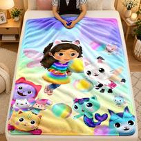 Flannel BlanketGabby's Dollhouse Warm Soft Throw Blanket for Indoor Sofa Bed Living Room Use 80cmx120cm blue