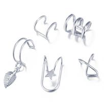 Rose Gold Color Creative Simple C Ear Cuff Non-Piercing Ear Clips Set Trend Jewelry Gift Leaves Clip Earrings for Women Leaves Clip Earrings for Women one size white