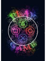 „Neon Effect Gamer King“ Žaisk žaidimų pultelio plakatus ir spaudinius, drobės tapybą, žaidimų žaidimus Sienų piešinys berniukui, vaikų kambario namų dekoravimas 70x100cm No Fram