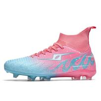 Football Boots Are Lace-up High Elastic Socks Training Artificial Grassland Outdoor Sports Training Football Shoes 45 pink