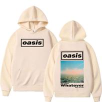 British Band O-Oasis Whatever 2024 Tour Album hoodies Men Women Hip Hop Fashion Vintage Oversized Sweatshirt Pullover Streetwear 2XL beige