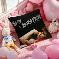 Singer Star A-Amy Winehouse Cushion Cover Pattern Printed Pillowcase for Living Room Sofa Cushion Cover & Bedroom Decor 12x12Inch black