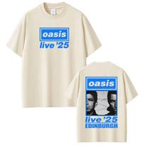 British Rock Band OASIS Live 25 Tour Print Tshirt Men Women Hip Hop T Shirt Summer Casual Loose Cotton Tshirts Fan Gifts Tops XL beige