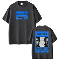 British Rock Band OASIS Live 25 Tour Print Tshirt Men Women Hip Hop T Shirt Summer Casual Loose Cotton Tshirts Fan Gifts Tops 4XL blue