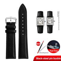 Cartier Tank Odinis Laikrodžio Dirželis Moterims Tank Must London vyriškas Santos Lychee raštas greito atsegimo Laikrodžio Dirželis 20mm 23mm 22mm-width black