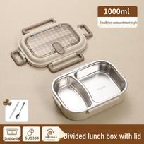 304 Stainless Steel Insulated Bento Lunch Box - Large Capacity, Food-Grade, Sealed Container for Students Small 1000ml 2 compartments white