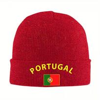 Portuguese Flag Bonnet Hats Beanie Hats Graphic Knit Hat Winter Y2K Cool Unisex Women Hippie Thermal Elastic Cap red