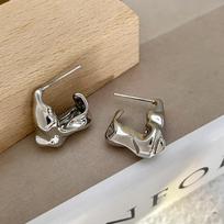Irregular Liquid Metal Earrings Personality Fashion Retro Geometric Hollow Out Drop Earrings Woman Party Travel Christmas Gift gray
