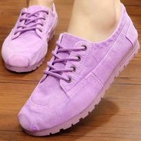 Walk Women Fashion Canvas Casual Shoes Lacing Platform Candy-colored Out-door Washed Cloth Shoes 40