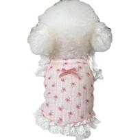 Flower Pattern Pet Camisole Vest Lace Trimmed Flying Sleeves Floral Dog Dress Cute Short Length Puppy Clothes Cat Clothes gray