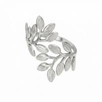 Light Luxury Stainless Steel Adjustable Leaf Open Rings for Women Delicate Branch Stackable Party Jewelry Accessories gray