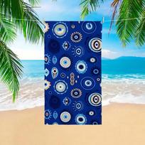 1pc Lapis Lazuli Turkish Evil Eye Beach Towel, Bohemian Ethnic Quick-Dry Microfiber Towel, Aesthetic Easy-Clean Personalized 40X60CM blue