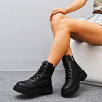 New autumn and winter large size Martin boots locomotive boots thick-soled round head white short boots 42